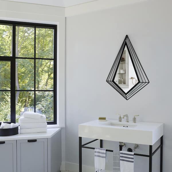 【HIRASHIMA】ORLO Wall Mirror 2121 Origin 21 Gilded+ Series 20-in W x 34-in H Oval Black