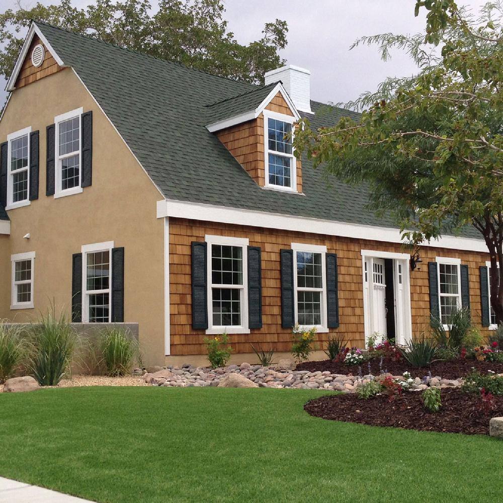 Classic Blue Vinyl Cathedral Top Exterior Shutters, 14.5" x 80"