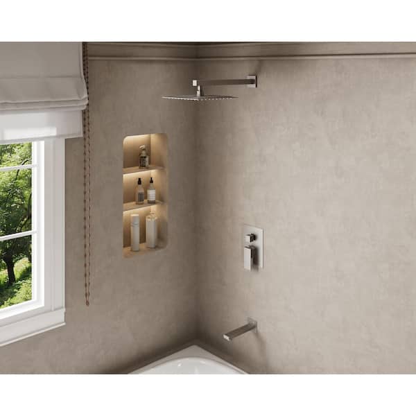 Crozet Single Handle 2-Spray Tub and Shower Faucet Shower Head with Pressure Balance 1.8 GPM in Brushed Nickel