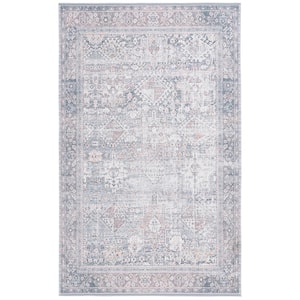 Arizona Dark Sage/Ivory 6 ft. x 9 ft. Distressed Border Ornate Machine Washable Area Rug