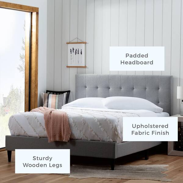 Brookside Tara Gray Stone California King Square Tufted Upholstered Platform Bed BS0005UBDCKST The Home Depot