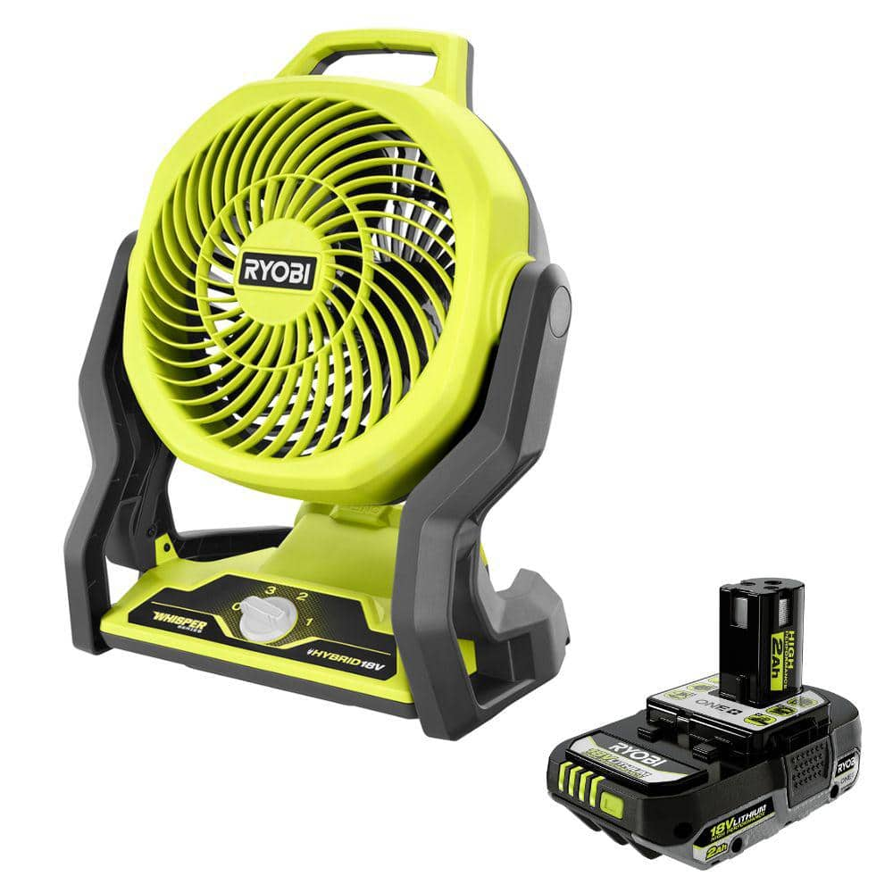 ONE+ 18V Cordless Hybrid 7-1/2 in. Fan with 2.0 Ah Lithium-Ion HIGH PERFORMANCE Battery -  RYOBI, PCL811PBP003