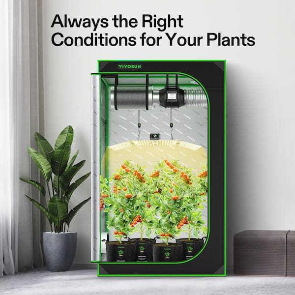 VIVOSUN 4 ft. x 4 ft. Black Grow Tent Kit with Full Spectrum LED