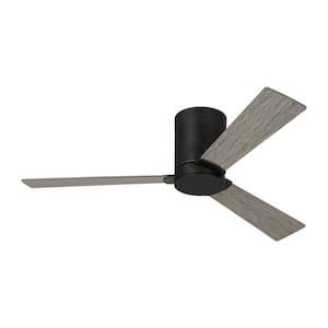 Rozzen 52 in. Modern Hugger Aged Pewter Ceiling Fan with Light Grey Weathered Oak Blades, DC Motor and Remote