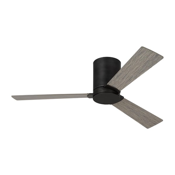 Generation Lighting Rozzen 52 in. Modern Hugger Aged Pewter Ceiling Fan with Light Grey Weathered Oak Blades, DC Motor and Remote