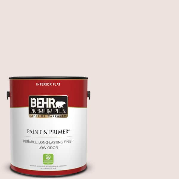 BEHR PREMIUM PLUS 1 gal. #140E-1 Patient White Flat Low Odor Interior Paint & Primer