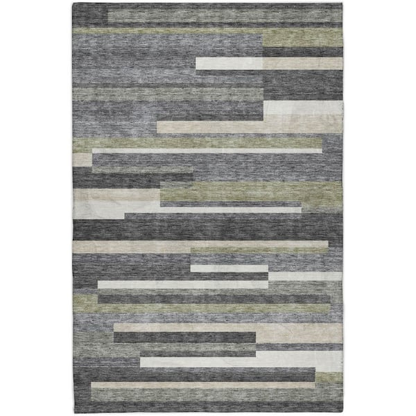 Dream Shag Premium Machine Washable Abstract ADS766 Charcoal 10 ft. x 14 ft. Area Rug