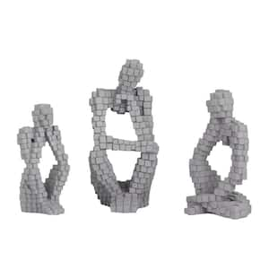 Grey Polystone Contemporary Sculptures (Set of 3)