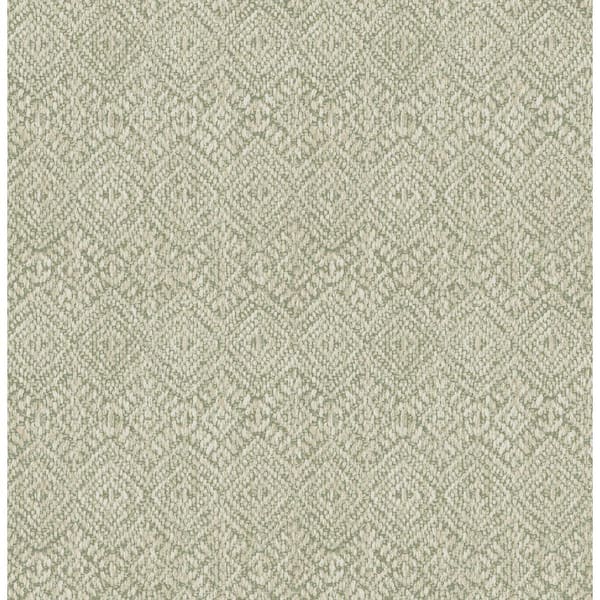 A-Street Prints Green Gallivant Woven Geometric Wallpaper Sample