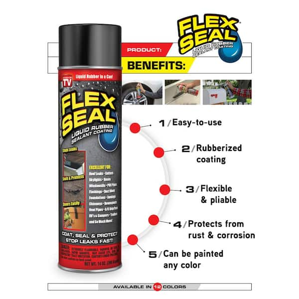 Flex Seal Family Of Products 14 Oz Clear Aerosol Liquid Rubber Sealant Coating Spray Paint 6 Case Fscl20 Cs The Home Depot