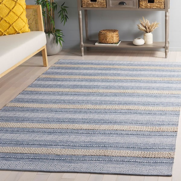 Montauk 8 ft. x 10 ft. Silver/Ivory Modern Striped Area Rug