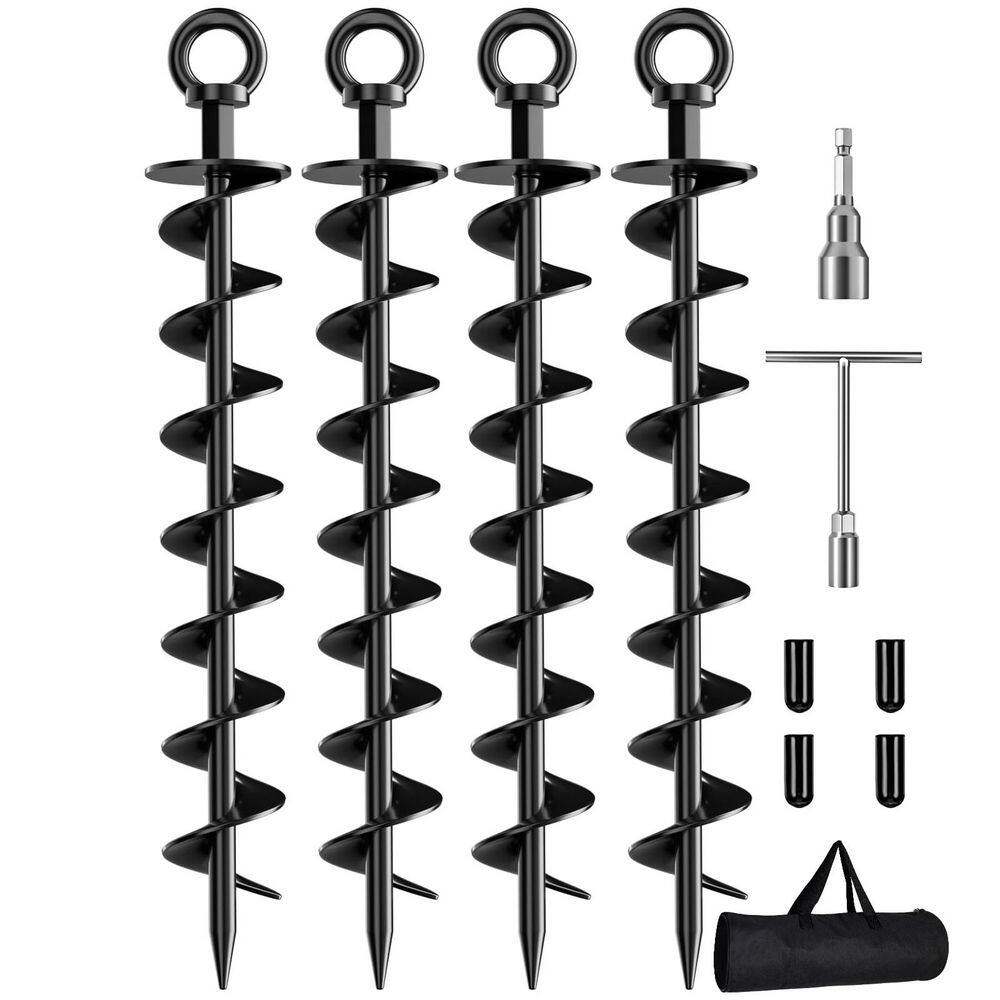 4 Pack Spiral Trampoline Anchors with Nut and Tool Swing Set Anchors Tent Stakes High Wind Heavy Duty for Sheds price history on PriceWatchPro