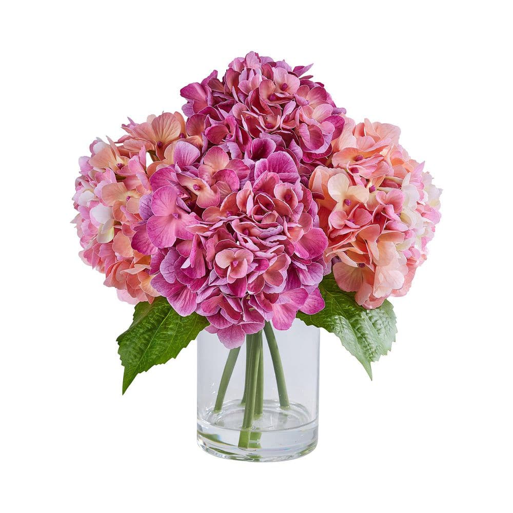 Faux Series 13 in. Red Indoor Artificial Silk Hydrangea Bouquets with Stems for Home Table Decor in Glass Vase price history on PriceWatchPro