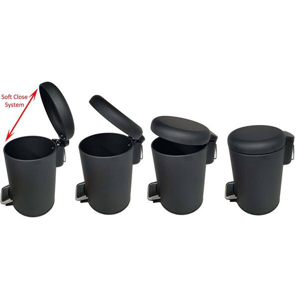 3 L 0 8 Gal Soft Close Small Round Metal Bath Floor Step Trash Can Waste Bin In Steel 6543102 The Home Depot Round Metal Bath Floor Step Trash Can, Small Round Trash Can With Lid