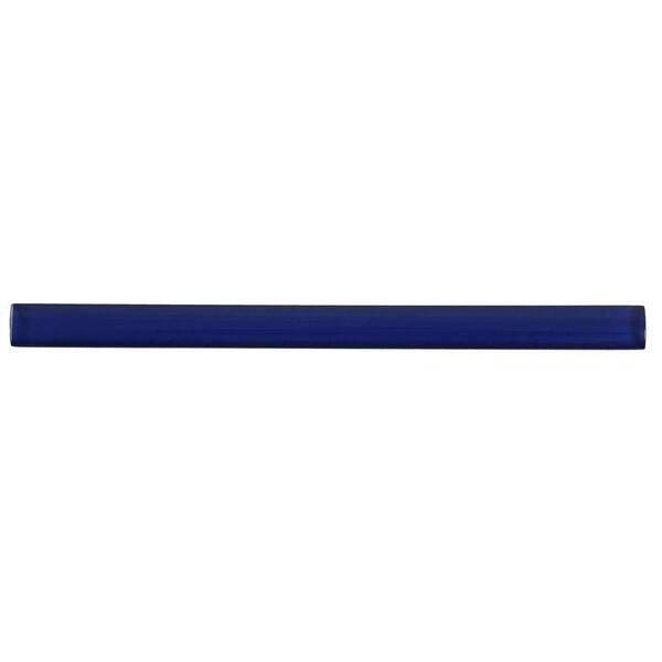 Ivy Hill Tile Midnight Blue Glass Pencil Liner Trim Wall Tile - .75 in. x 2.75 in. Tile Sample