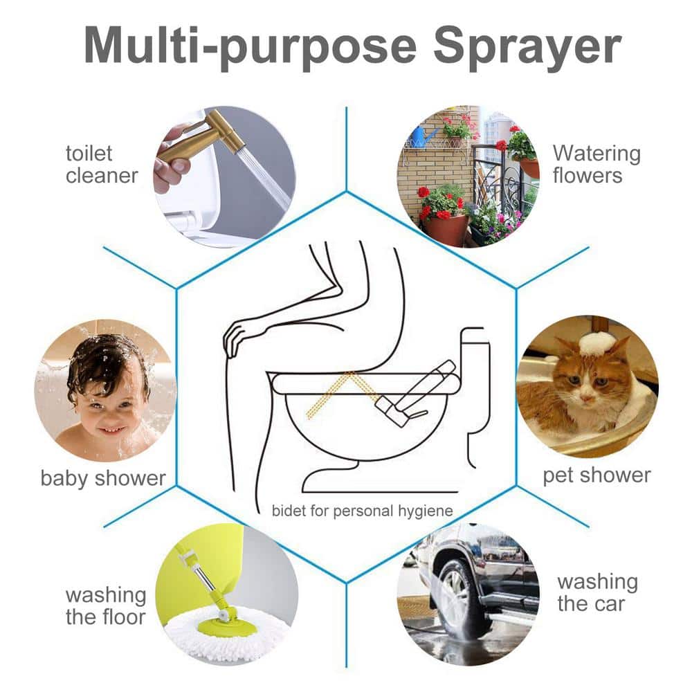 Brushed Gold Handheld Bidet Sprayer with Pressure Control
