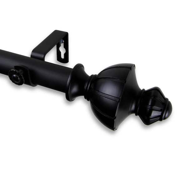 Rod Desyne Jerome 160 in. - 240 in. Adjustable 1 in. Dia Single Curtain Rod in Black