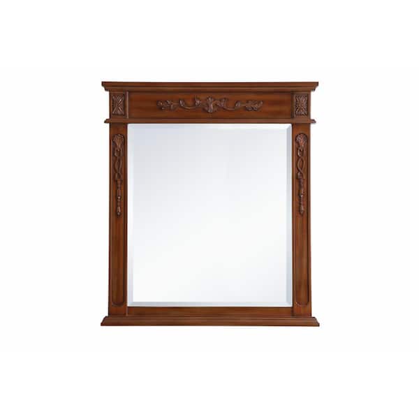 Unbranded Medium Rectangle Teak Contemporary Mirror (36 in. H x 32 in. W)
