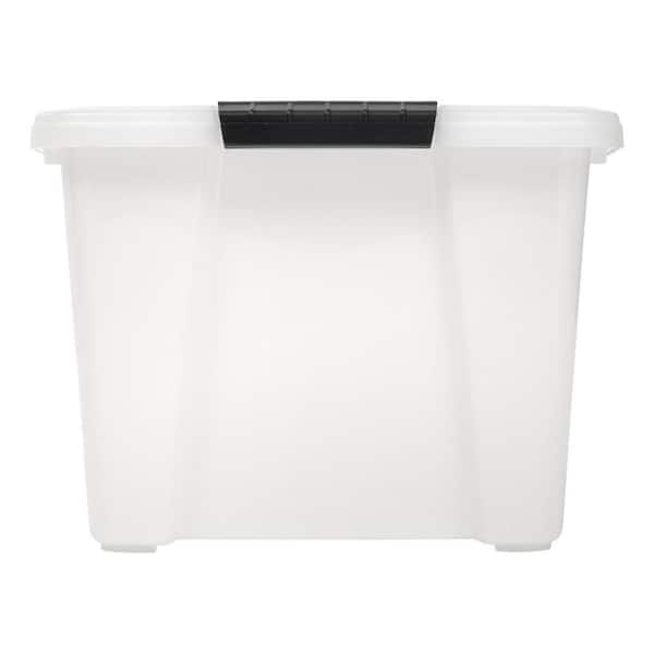 IRIS 60 qt. Clear Plastic Storage Boxes with Blue Lid 500197 - The Home  Depot