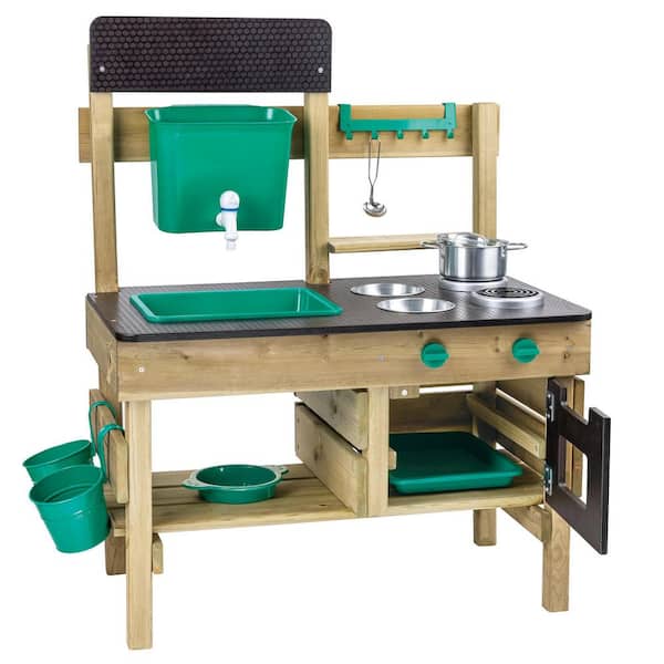Nature Fun:Outdoor Mud Kitchen-Wooden Playset with Cooking Accessories
