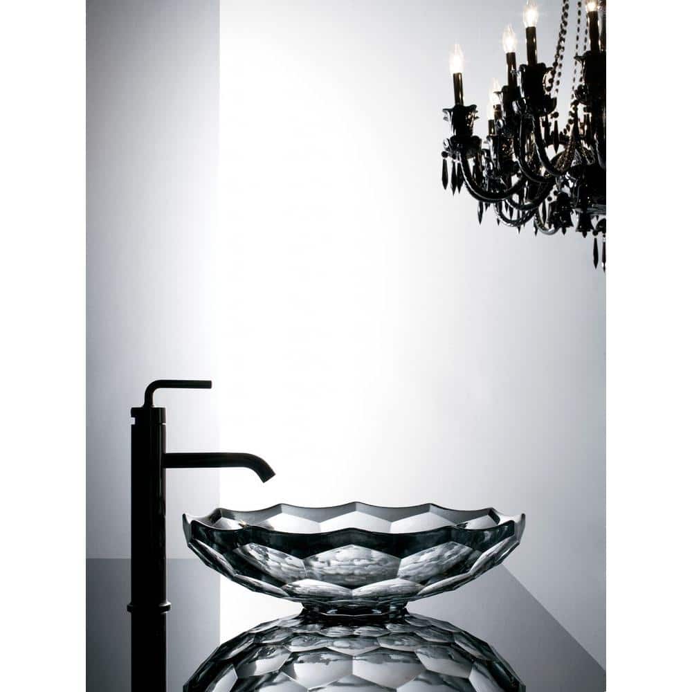 Ice Glass Faceted Oval Above-Counter Vessel Sink