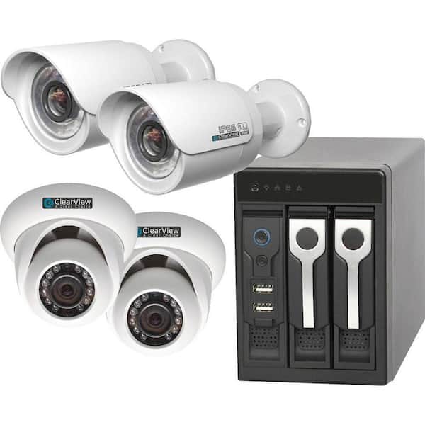 ClearView 4-Channel 1080p 500GB Hard Drive Phoenix View Surveillance System with 2 Dome and 2 Bullet IP Megapixel Camera