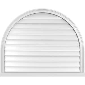 42 in. x 34 in. Round Top White PVC Paintable Gable Louver Vent Functional