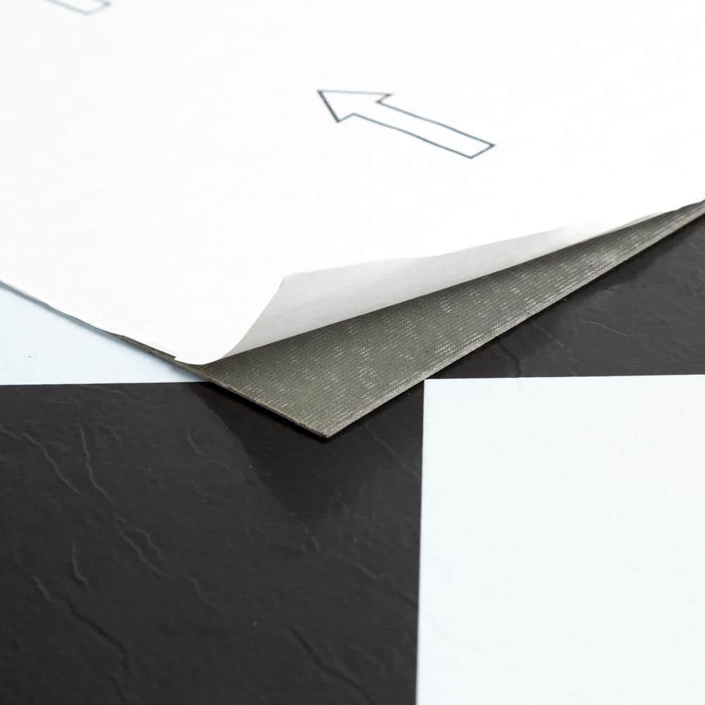 Sterling Black and White 12" Self-Adhesive Vinyl Floor Tiles