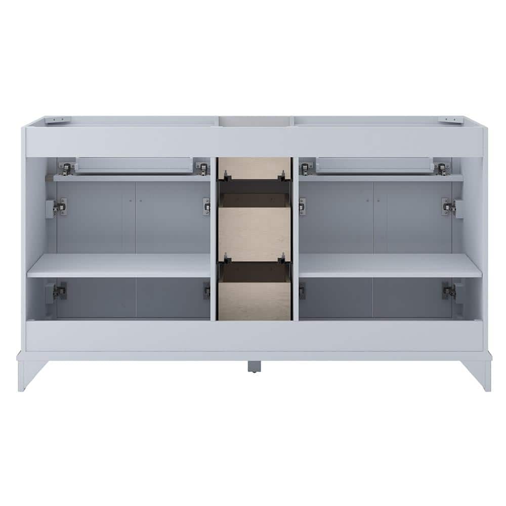 Ellery 60" Vintage Grey Double Freestanding Vanity with Oil-Rubbed Bronze Hardware