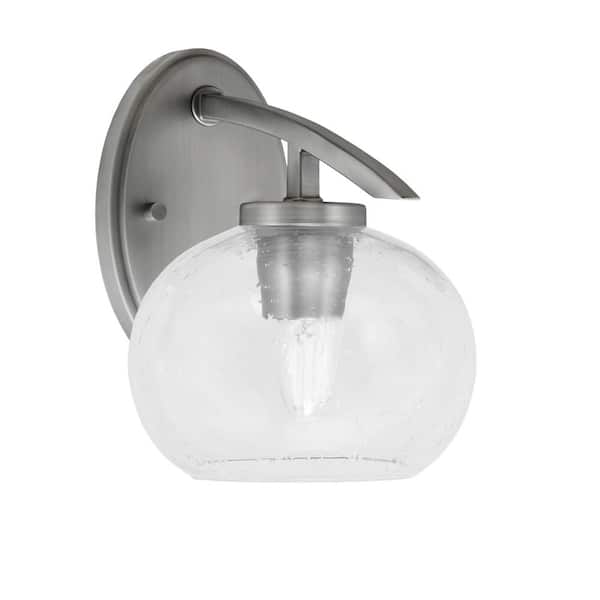 Unbranded Siena 1-Light Graphite Downlight Wall Sconce with Clear Bubble Glass Shade