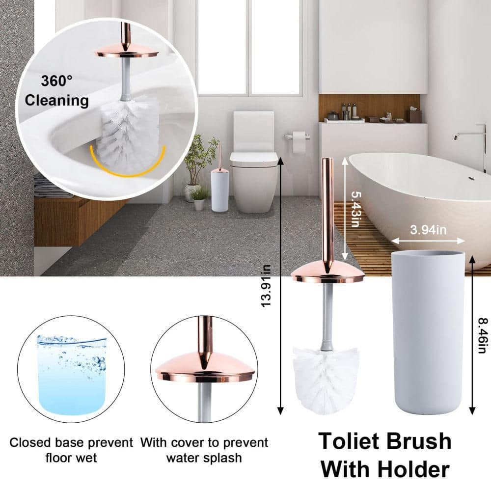 Gray and Rose Gold 8-Piece Bathroom Accessory Set