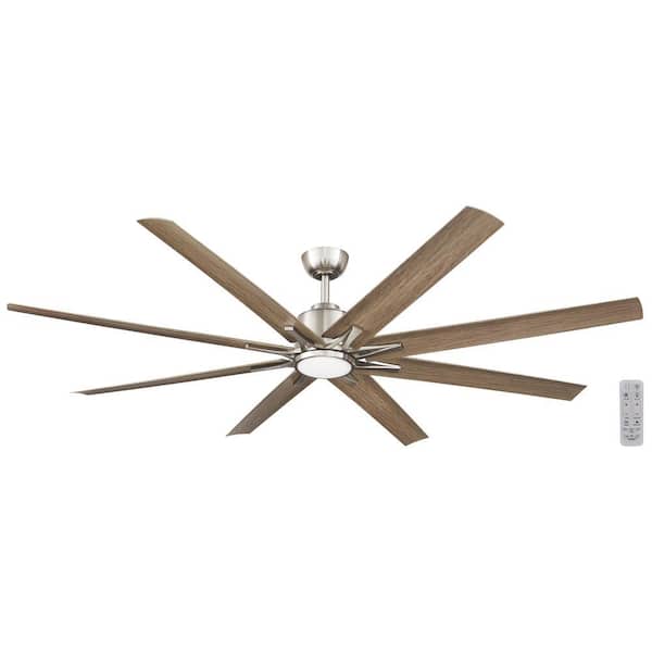 Kensgrove II 72 in. Smart Indoor/Outdoor Brushed Nickel Ceiling Fan with Remote Included Powered by Hubspace