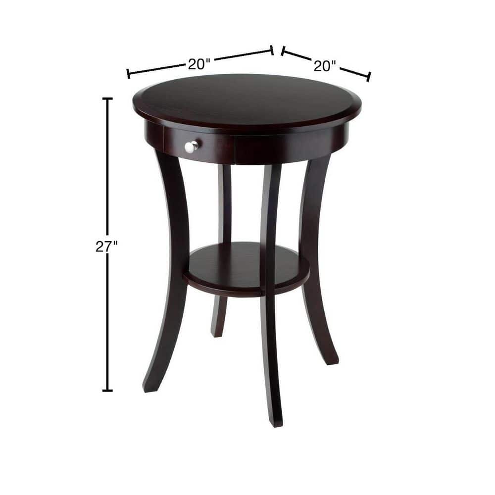 Sasha Transitional Round Wood Accent Table with Storage - Cappuccino