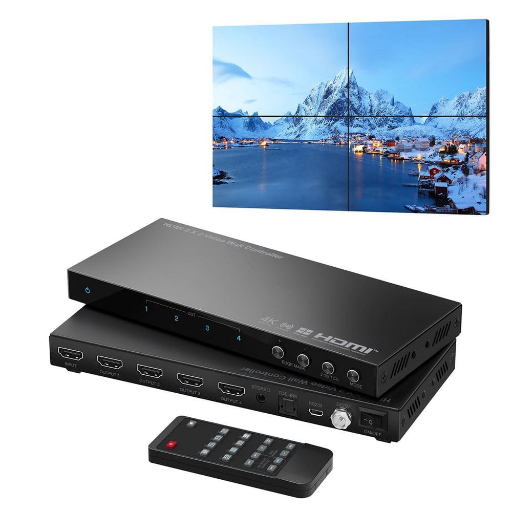 4K HDMI Video Wall Controller with 8 Display Modes, 180° Rotation, and Audio Extraction