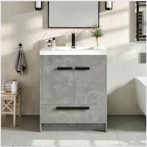 Lugano 30 in. W x 19 in. D x 36 in. H Single Bath Vanity in Cement Gray with White Acrylic Top and White Integrated Sink