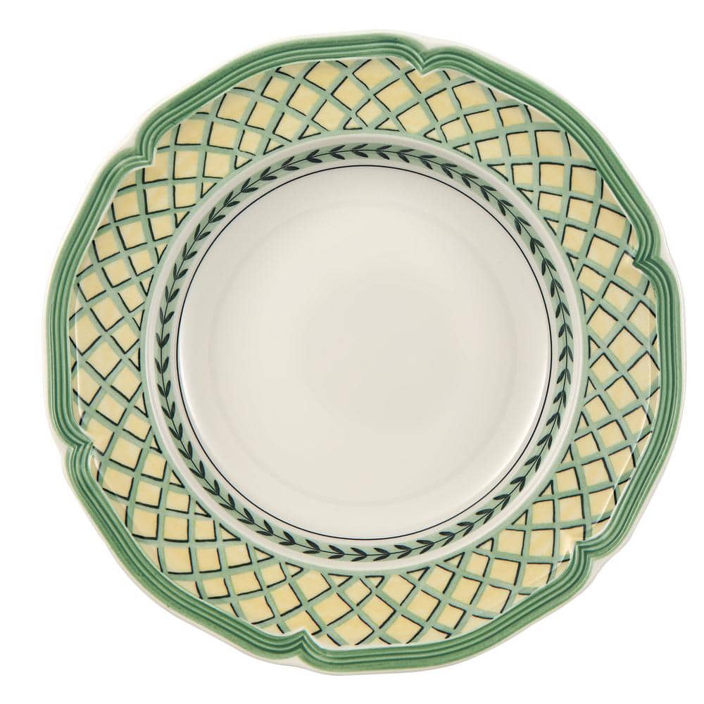 French Garden Orange Porcelain Rim Soup Bowl, 9 inches