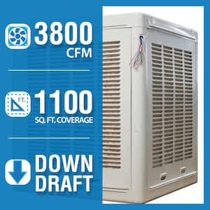 3,800 CFM Down-Draft Aspen Whole House Evaporative Cooler 1,200 sq. ft. (Motor not Included)