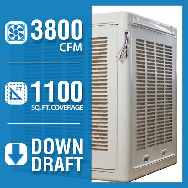 Scratch and Dent 3,800 CFM 2-Speed Down-Draft Evap Cooler 1,200 sq. ft. (Motor not Included)