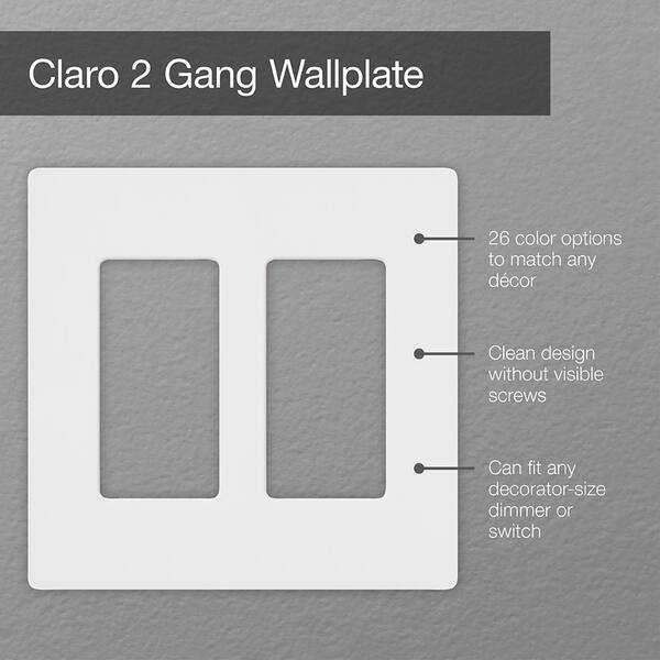 Lutron Claro #CW-2-IV 2-Gang Screwless Face Plate Decorator Wallplate Ivory NEW 