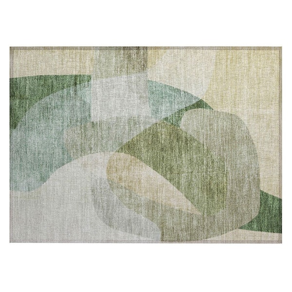 Chantille Machine Washable Indoor/Outdoor Abstract ACN2057 Aloe 1 ft. 8 in. x 2 ft. 6 in. Accent Rug
