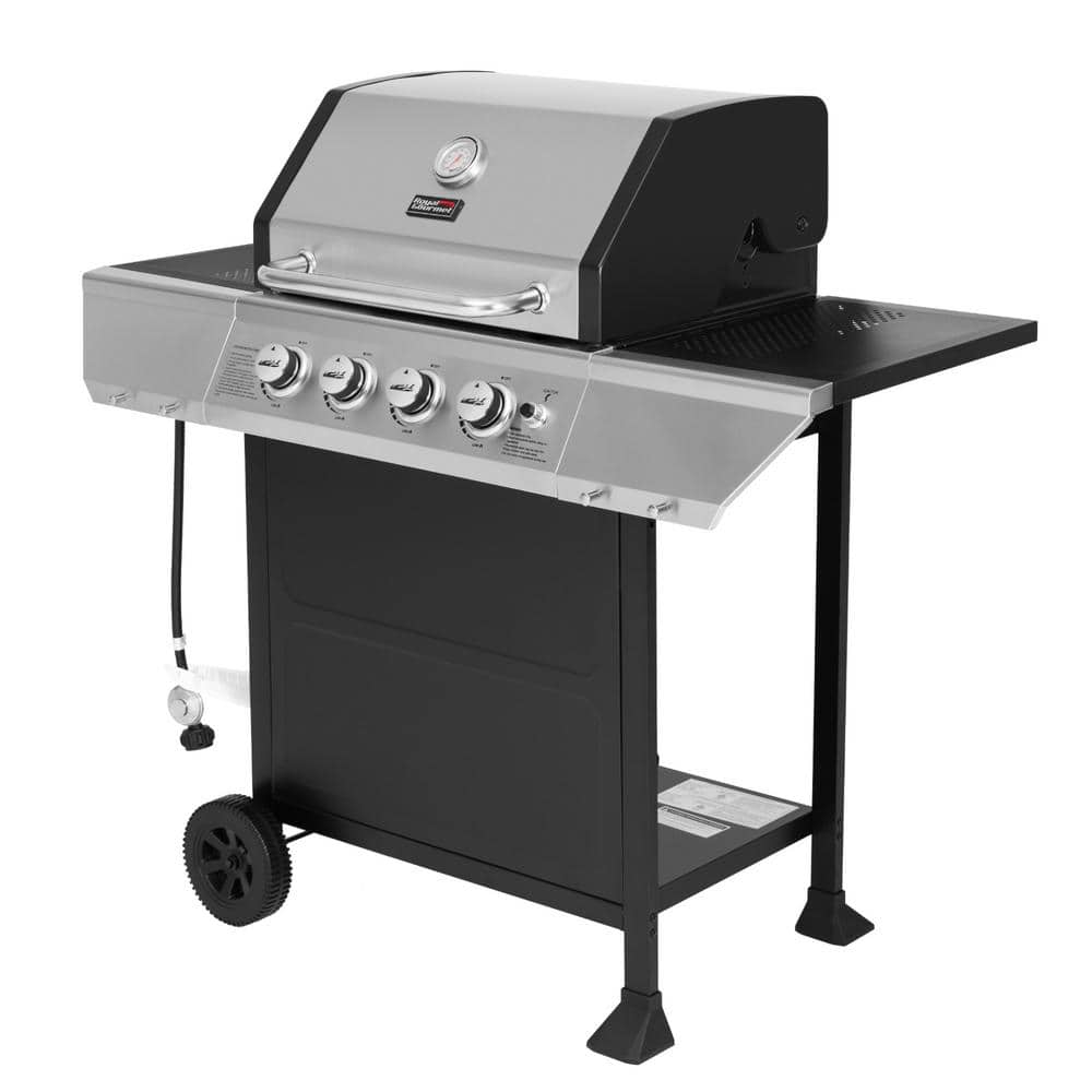 Royal Gourmet 4-Burner Black and Silver Stainless Steel Propane Gas Grill