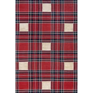 Leena High-Low Checkered Plaid Red 5 ft. x 8 ft. Area Rug