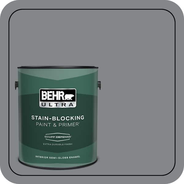 BEHR ULTRA 1 gal. #N500-5 Magnetic Gray color Extra Durable Semi-Gloss Enamel Interior Paint & Primer