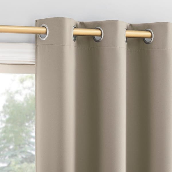 Dickenson Stone Polyester 37 in. W x 84 in. L Grommet 100% Blackout Curtain (Set of 2)