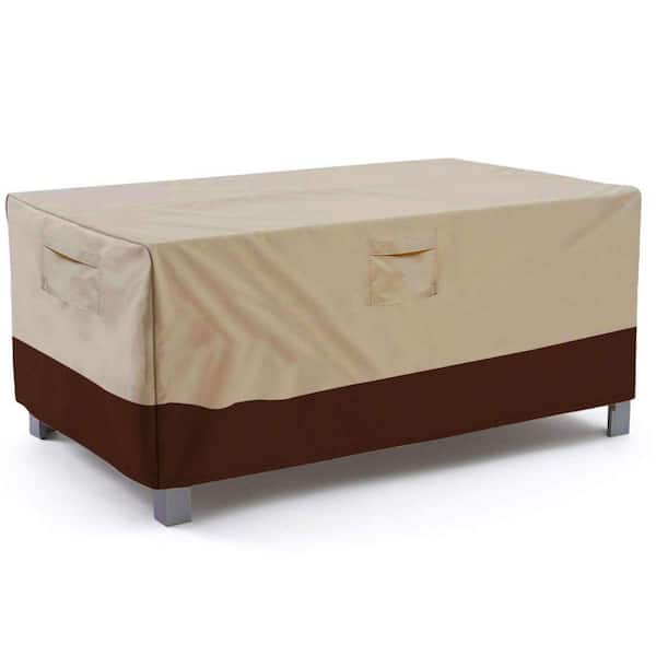 70.5 in. L x 42.5 in. W x 23 in. H Veranda Large Rectangular Waterproof Patio Table Cover, Beige and Brown