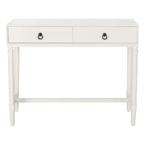 Aliyah 13 in. Distressed White Rectangle Wood Console Table with Drawer