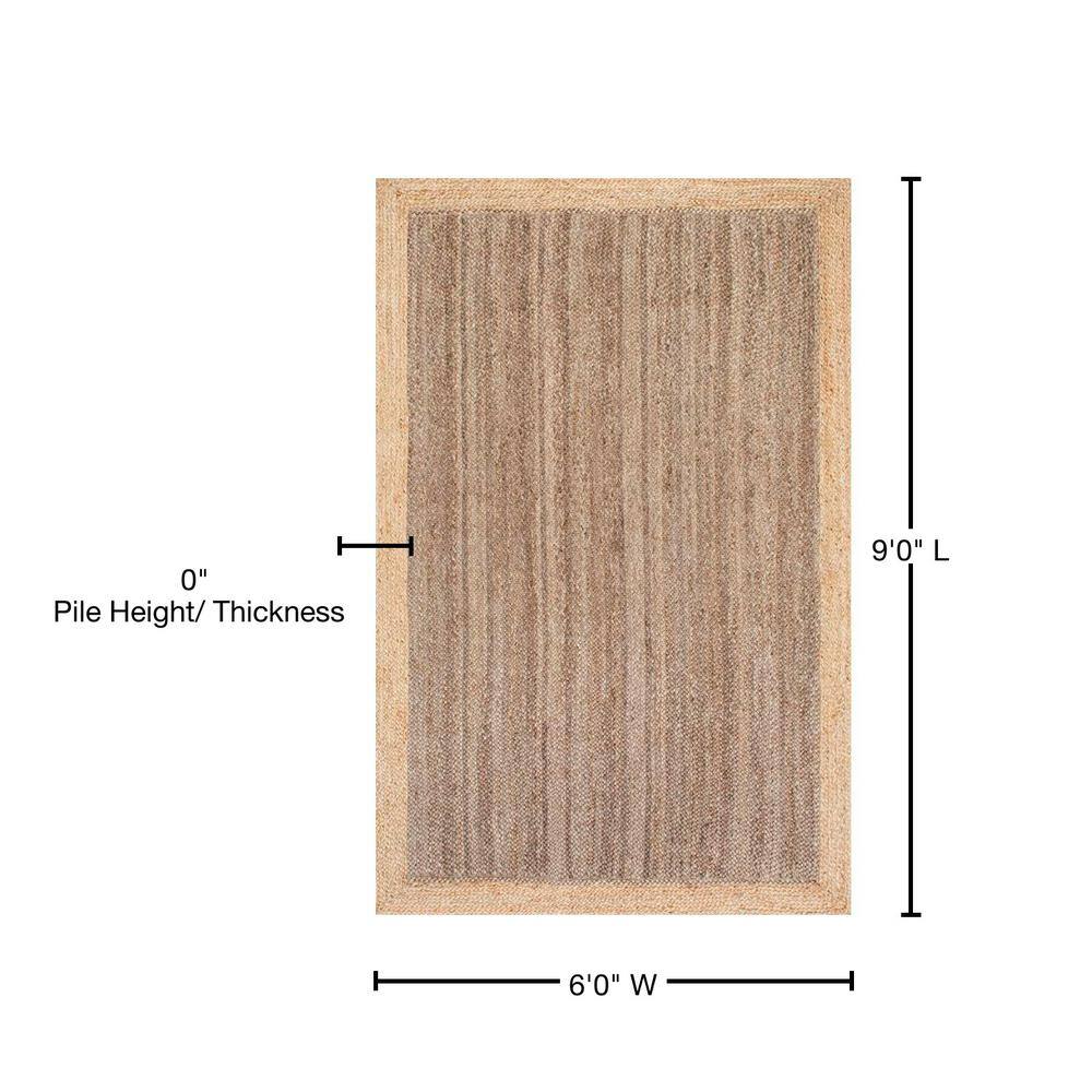 Braided Gray Jute 6' x 9' Handmade Rectangular Rug