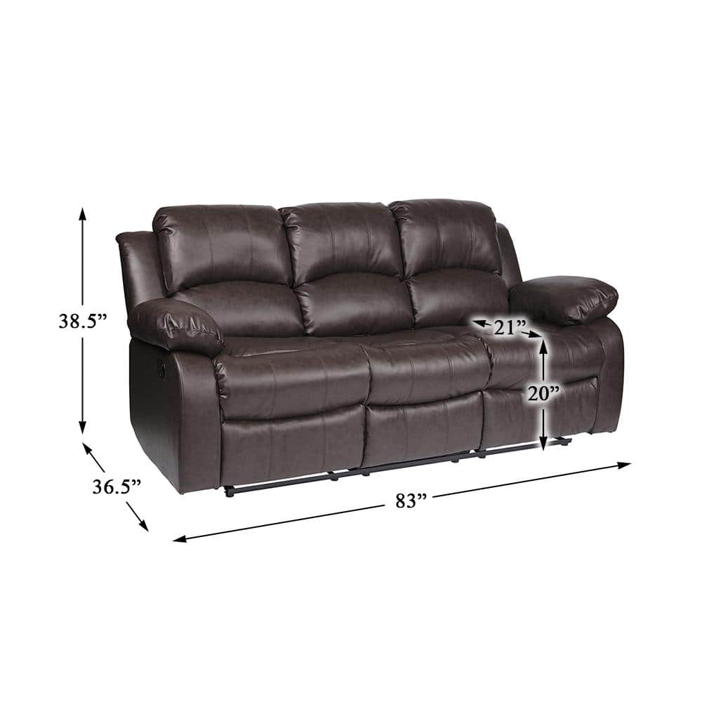 Brown Faux Leather Tufted Manual Reclining Sofa Set