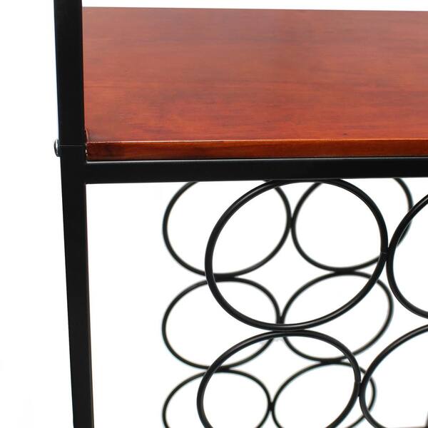 Elegant Designs Etagere Organizer Wood Accented Wine Rack Floor Lamp, Black