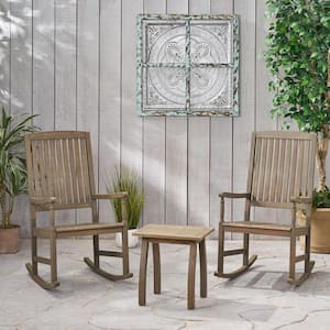Arcadia Grey 3-Piece Wood Outdoor Patio Conversation Seating Set